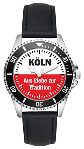 KIESENBERG Herrenuhr Armbanduhr Köln Aus Liebe zur Tradition Geschenk Fußball Sport Fan Artikel Analog Quartz Lederarmband Uhr L-2704 von KIESENBERG
