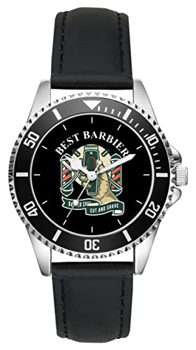 KIESENBERG Herrenuhr Barbier Barber Shop Fan Armbanduhr Geschenk Analog Quartz Lederarmband Uhr L-21242 von KIESENBERG