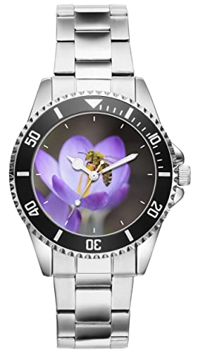 KIESENBERG Herrenuhr Biene Blume Frühling Fan Armbanduhr Geschenk Analog Quartz Metallband Uhr 5761 von KIESENBERG