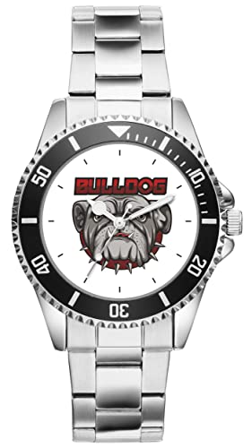KIESENBERG Herrenuhr Bulldog Dog Hund Fan Armbanduhr Geschenk Analog Quartz Metallband Uhr 5788 von KIESENBERG