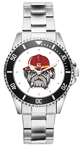 KIESENBERG Herrenuhr Bulldog Feuerwehr Hund Fan Armbanduhr Geschenk Analog Quartz Metallband Uhr 5787 von KIESENBERG