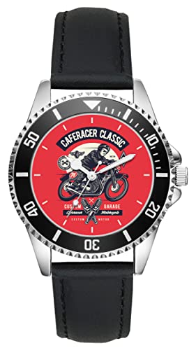 KIESENBERG Herrenuhr Cafe Racer Club Motorrad Biker Retro Fan Armbanduhr Geschenk Analog Quartz Lederarmband Uhr L-21251 von KIESENBERG