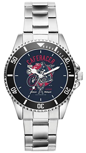 KIESENBERG Herrenuhr Cafe Racer Motorrad Biker Retro Fan Armbanduhr Geschenk Analog Quartz Metallband Uhr 21249 von KIESENBERG