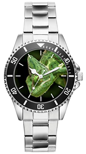 KIESENBERG Herrenuhr Chameleon Leguan Fan Armbanduhr Geschenk Analog Quartz Metallband Uhr 21177 von KIESENBERG