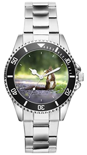 KIESENBERG Herrenuhr Eichhörnchen Nagetier Wald Fan Armbanduhr Geschenk Analog Quartz Metallband Uhr 5774 von KIESENBERG