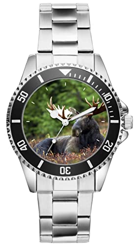 KIESENBERG Herrenuhr Elch Natur Fan Armbanduhr Geschenk Analog Quartz Metallband Uhr 5775 von KIESENBERG