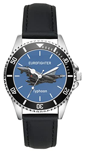 KIESENBERG Herrenuhr Eurofighter Typhoon Fan Armbanduhr Geschenk Analog Quartz Lederarmband Uhr L-21233 von KIESENBERG