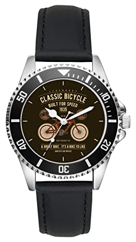 KIESENBERG Herrenuhr Fahrrad Retro Classic Fan Armbanduhr Geschenk Analog Quartz Lederarmband Uhr L-21254 von KIESENBERG