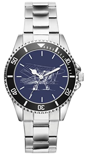 KIESENBERG Herrenuhr Flugzeug Propeller Doppeldecker Fan Armbanduhr Geschenk Analog Quartz Metallband Uhr 21120 von KIESENBERG