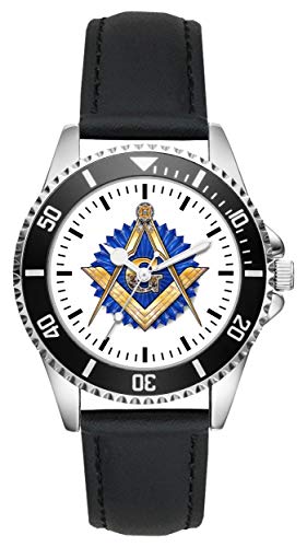 KIESENBERG Herrenuhr Freimaurer Wappen Fan Armbanduhr Geschenk Analog Quartz Lederarmband Uhr L-1126 von KIESENBERG