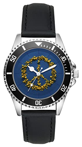 KIESENBERG Herrenuhr Frieden Peace Fan Armbanduhr Geschenk Analog Quartz Lederarmband Uhr L-5756 von KIESENBERG