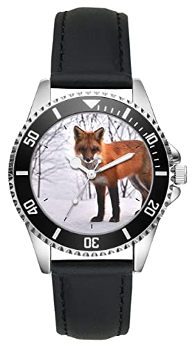 KIESENBERG Herrenuhr Fuchs Natur Naturliebhaber Fan Armbanduhr Geschenk Analog Quartz Lederarmband Uhr L-5762 von KIESENBERG