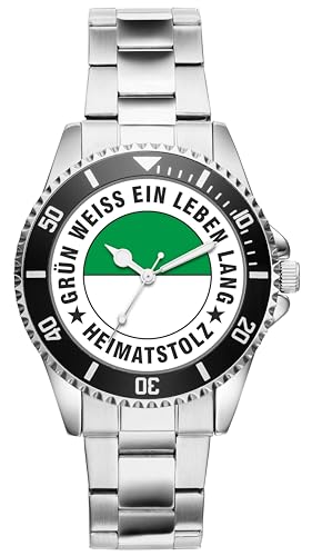 KIESENBERG Herrenuhr Grün und Weiss EIN Leben lang Fan Armbanduhr Geschenk Analog Quartz Metallband Uhr 20230008 von KIESENBERG