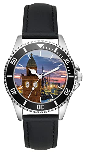 KIESENBERG Herrenuhr Hamburg Hafen Fan Armbanduhr Geschenk Analog Quartz Lederarmband Uhr L-21119 von KIESENBERG