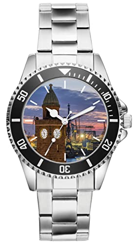 KIESENBERG Herrenuhr Hamburg Hafen Fan Armbanduhr Geschenk Analog Quartz Metallband Uhr 21119 von KIESENBERG