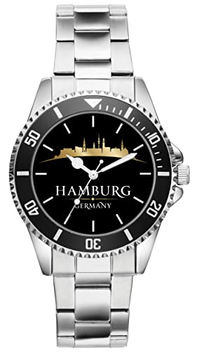 KIESENBERG Herrenuhr Hamburg Skyline Fan Armbanduhr Geschenk Analog Quartz Metallband Uhr 21189 von KIESENBERG