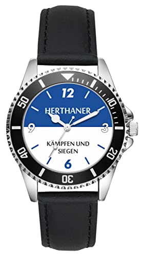 KIESENBERG Herrenuhr Herthaner Fan Armbanduhr Geschenk Analog Quartz Lederarmband Uhr L-21163 von KIESENBERG