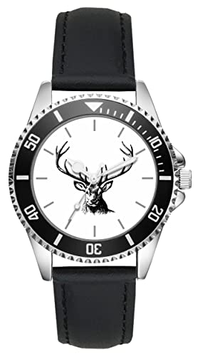 KIESENBERG Herrenuhr Hirsch Jäger Fan Armbanduhr Geschenk Analog Quartz Lederarmband Uhr L-21191 von KIESENBERG