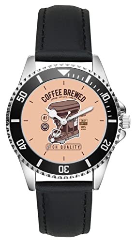 KIESENBERG Herrenuhr Kaffee Barista Retro Fan Armbanduhr Geschenk Analog Quartz Lederarmband Uhr L-21257 von KIESENBERG