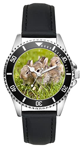 KIESENBERG Herrenuhr Kaninchen Hase Natur Fan Armbanduhr Geschenk Analog Quartz Lederarmband Uhr L-5764 von KIESENBERG