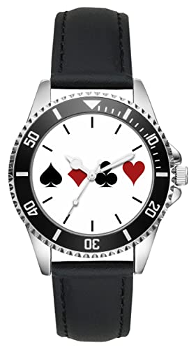 KIESENBERG Herrenuhr Kartenspiel Spielkarten Skat Fan Armbanduhr Geschenk Analog Quartz Lederarmband Uhr L-21151 von KIESENBERG