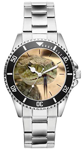 KIESENBERG Herrenuhr Klapperschlange Reptilien Schlange Fan Armbanduhr Geschenk Analog Quartz Metallband Uhr 21262 von KIESENBERG