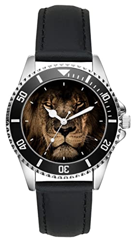 KIESENBERG Herrenuhr Löwe Lion Wüstenkönig Raubtier Fan Armbanduhr Geschenk Analog Quartz Lederarmband Uhr L-21302 von KIESENBERG