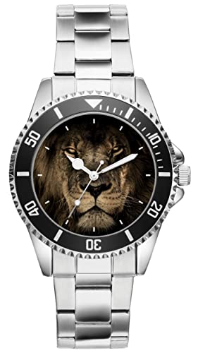 KIESENBERG Herrenuhr Löwe Lion Wüstenkönig Raubtier Fan Armbanduhr Geschenk Analog Quartz Metallband Uhr 21302 von KIESENBERG