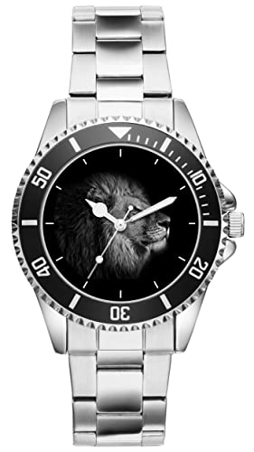 KIESENBERG Herrenuhr Löwe Lion Wüstenkönig Raubtier Fan Armbanduhr Geschenk Analog Quartz Metallband Uhr 5764 von KIESENBERG