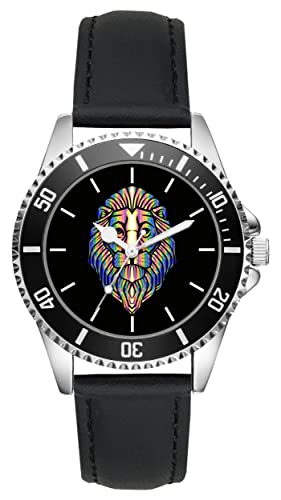 KIESENBERG Herrenuhr Löwe Löwenkopf Fan Armbanduhr Geschenk Analog Quartz Lederarmband Uhr L-21193 von KIESENBERG