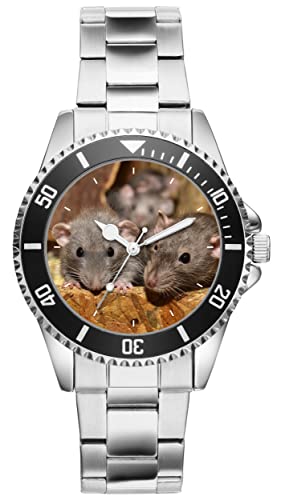 KIESENBERG Herrenuhr Mäuse Nager Nagetiere Fan Armbanduhr Geschenk Analog Quartz Metallband Uhr 5771 von KIESENBERG