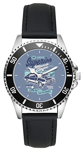 KIESENBERG Herrenuhr Muscle Car Retro Fan Armbanduhr Geschenk Analog Quartz Lederarmband Uhr L-21285 von KIESENBERG