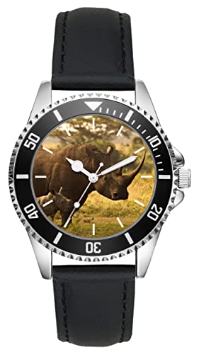 KIESENBERG Herrenuhr Nashorn Fan Armbanduhr Geschenk Analog Quartz Lederarmband Uhr L-21196 von KIESENBERG