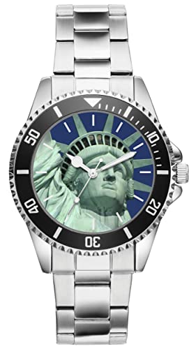 KIESENBERG Herrenuhr New York Liberty Freiheitssatue Souvenir Fan Armbanduhr Geschenk Analog Quartz Metallband Uhr 21182 von KIESENBERG