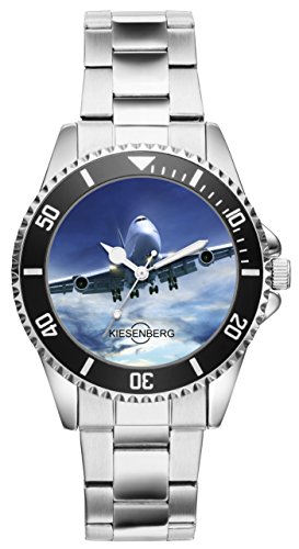 KIESENBERG Herrenuhr Pilot Urlauber Jumbo Jet Flugzeug Fan Armbanduhr Geschenk Analog Quartz Metallband Uhr 2529 von KIESENBERG
