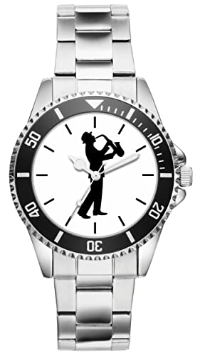 KIESENBERG Herrenuhr Saxophon Saxophonspieler Fan Armbanduhr Geschenk Analog Quartz Metallband Uhr 21137 von KIESENBERG