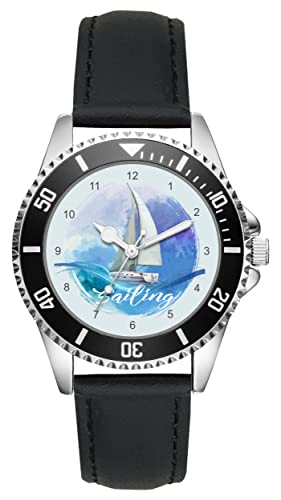 KIESENBERG Herrenuhr Segeln Segelboot Fan Armbanduhr Geschenk Analog Quartz Lederarmband Uhr L-21215 von KIESENBERG