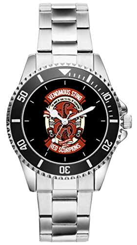 KIESENBERG Herrenuhr Skorpion Rot Fan Armbanduhr Geschenk Analog Quartz Metallband Uhr 21284 von KIESENBERG