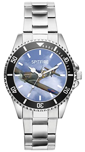 KIESENBERG Herrenuhr Spitfire Retro War Fan Armbanduhr Geschenk Analog Quartz Metallband Uhr 21227 von KIESENBERG