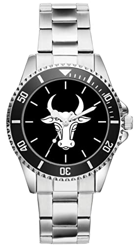 KIESENBERG Herrenuhr Stier Stierkopf Fan Armbanduhr Geschenk Analog Quartz Metallband Uhr 21156 von KIESENBERG