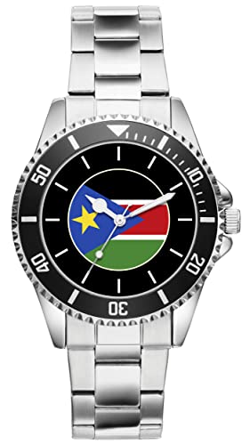 KIESENBERG Herrenuhr Südsudan South Sudan Fan Armbanduhr Geschenk Analog Quartz Metallband Uhr 21144 von KIESENBERG