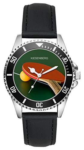 KIESENBERG Herrenuhr Tischtennis Fan Armbanduhr Geschenk Analog Quartz Lederarmband Uhr L-1973 von KIESENBERG