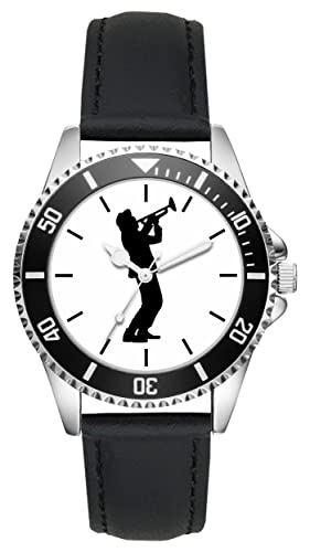 KIESENBERG Herrenuhr Trompeter Trompete Fan Armbanduhr Geschenk Analog Quartz Lederarmband Uhr L-21139 von KIESENBERG