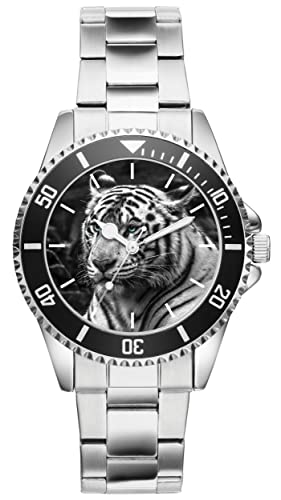 KIESENBERG Herrenuhr Weisser Tiger Fan Armbanduhr Geschenk Analog Quartz Metallband Uhr 21235 von KIESENBERG