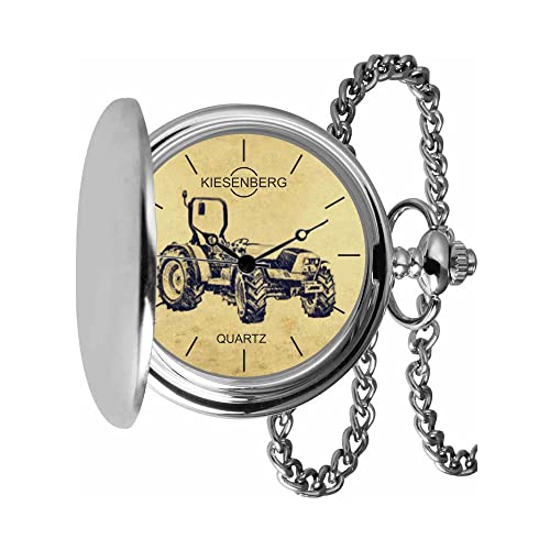 KIESENBERG Taschenuhr Vintage Silber Persönliches Geschenk für Agrofarm TB Traktor Trecker Herren Uhr TA-5685 von KIESENBERG