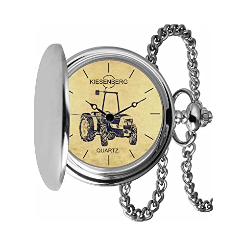 KIESENBERG Taschenuhr Vintage Silber Persönliches Geschenk für Agroplus F Ecoline Traktor Trecker Herren Uhr TA-5681 von KIESENBERG