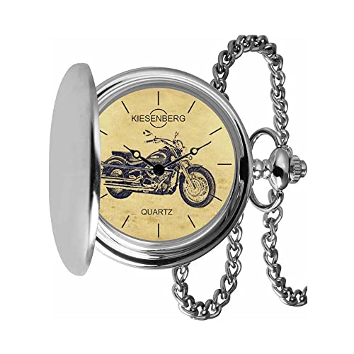 KIESENBERG Taschenuhr Vintage Silber Persönliches Geschenk für Dragstar 1100 Motorrad Herren Uhr TA-5501 von KIESENBERG