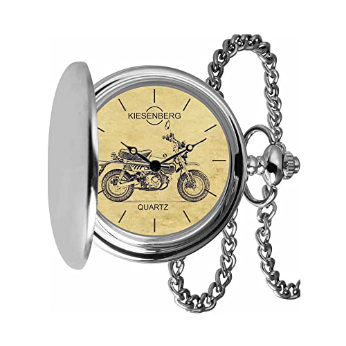 KIESENBERG Taschenuhr Vintage Silber Persönliches Geschenk für Monkey 125 JB02 ab 2018 Motorrad Herren Uhr TA-5417 von KIESENBERG