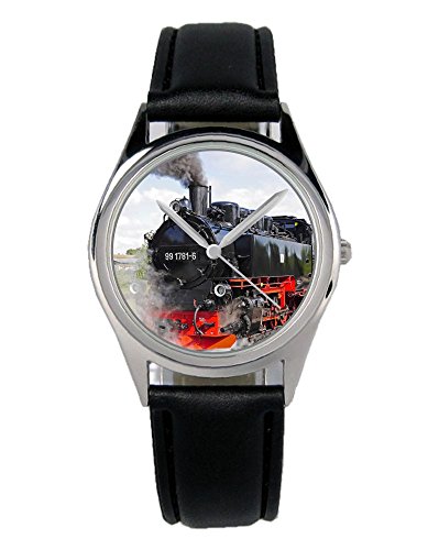 KIESENBERG Armbanduhr Eisenbahn Lokomotive Geschenk Artikel Idee Fan Damen Herren Unisex Analog Quartz Lederarmband Uhr 36mm Durchmesser B-2796 von KIESENBERG