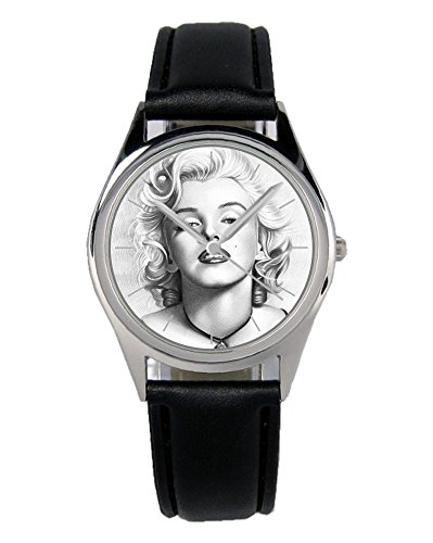 KIESENBERG Armbanduhr Marilyn Monroe Geschenk Artikel Idee Fan Damen Herren Unisex Analog Quartz Lederarmband Uhr 36mm Durchmesser B-20025 von KIESENBERG